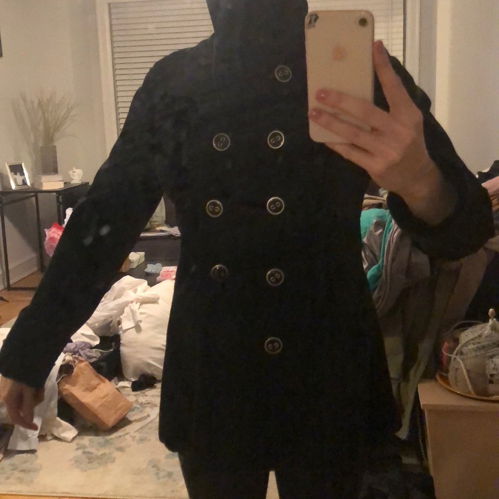 Black velvet peacoat